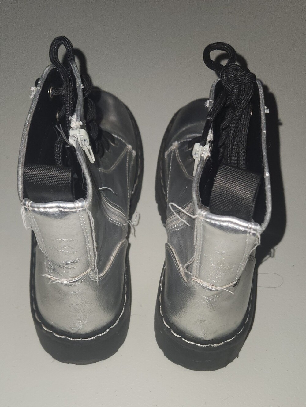 Sincerely Jules Metallic Silver Combat Boots Size 7.5 - Picture 9 of 12